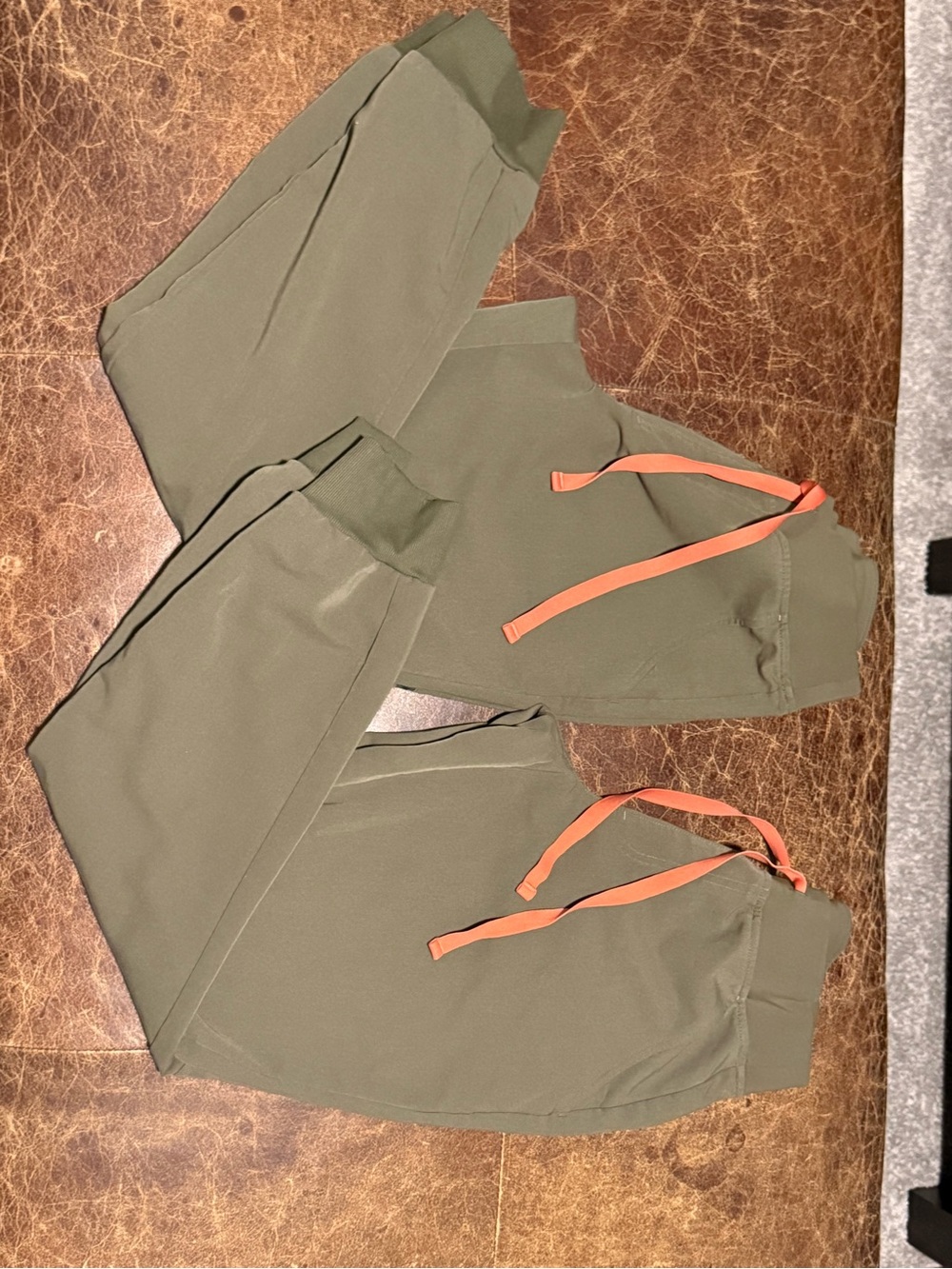 Figs Spruce Track Joggers with Coral Drawstrings